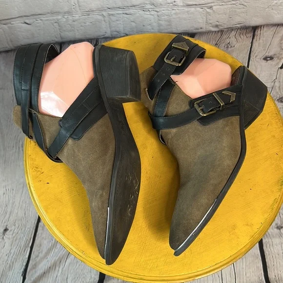 Sam Edelman Circus Hallie gladiator green leather suede heeled ankle bootie 9.5 - Picture 4 of 10